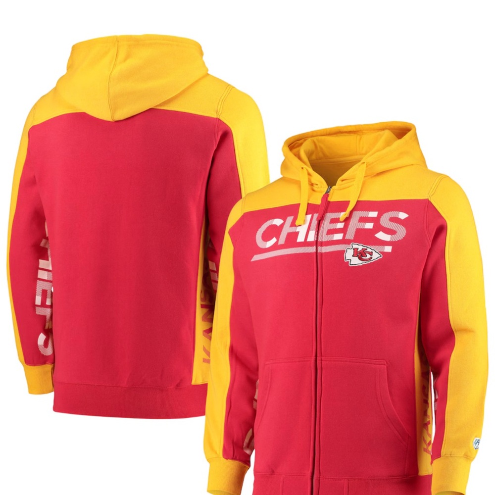 Men's Hands High Yellow/Red Kansas City Chiefs Warrior Hooded Full-Zip Jacket